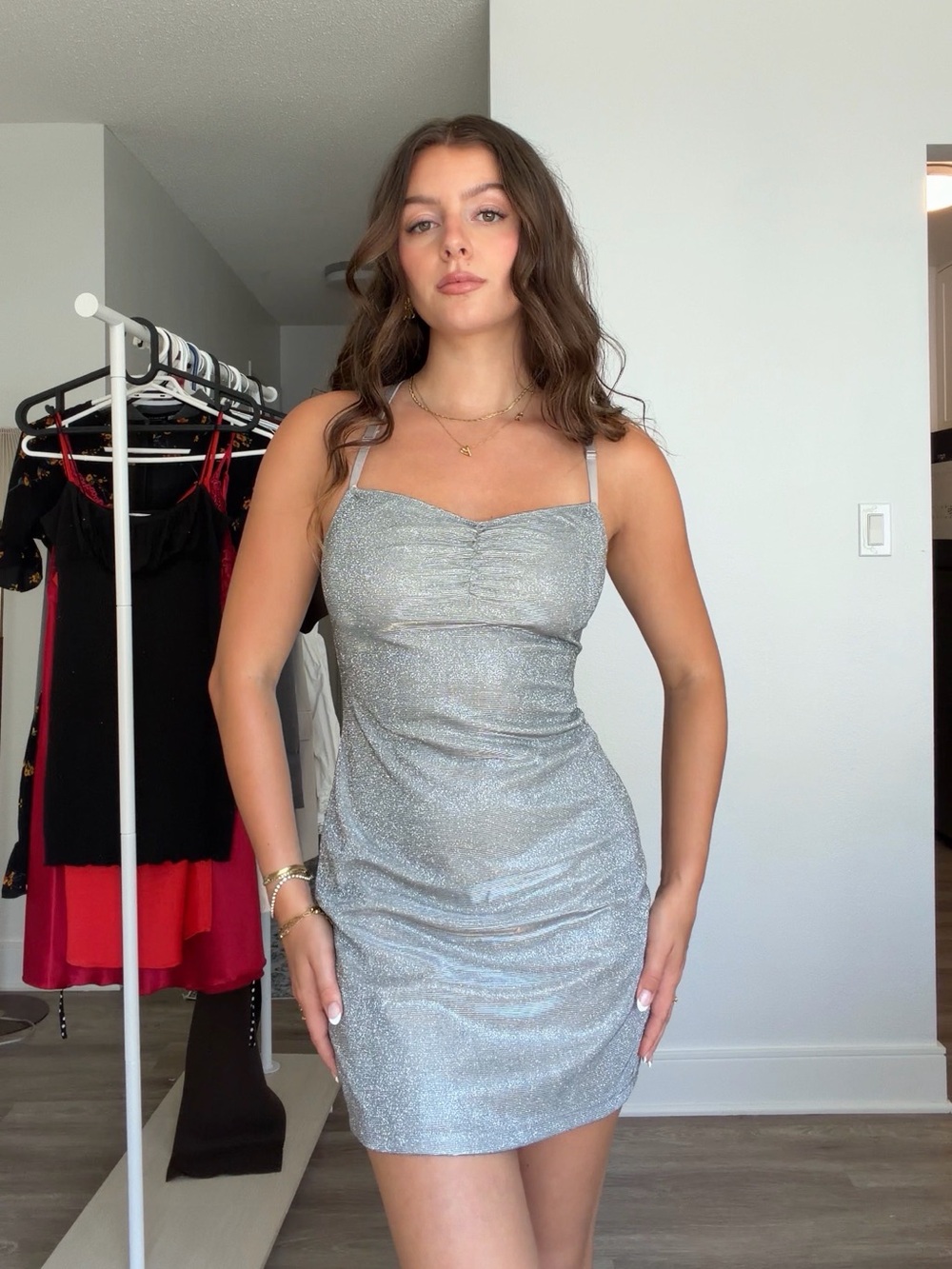Silver Sparkle Bodycon Mini Dress